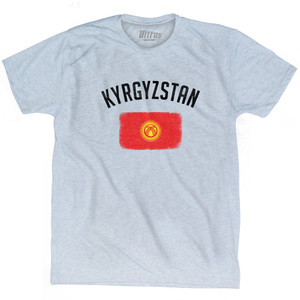 Kyrgyzstan Country Flag Heritage Adult Tri-Blend T-shirt - Athletic White Kyrgyzstan Country Flag Heritage Adult Tri-Blend T-shirt - Athletic White