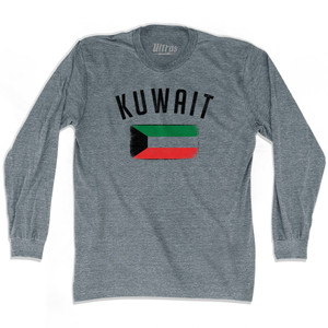 Kuwait Country Flag Heritage Adult Tri-Blend Long Sleeve T-shirt - Athletic Grey