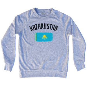 Kazakhstan Country Flag Heritage Adult Tri-Blend Sweatshirt - Heather Grey Kazakhstan Country Flag Heritage Adult Tri-Blend Sweatshirt - Heather Grey