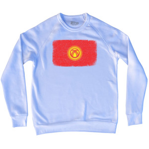 Kyrgyzstan Country Flag Adult Tri-Blend Sweatshirt - White Kyrgyzstan Country Flag Adult Tri-Blend Sweatshirt - White