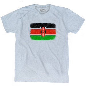 Kenya Country Flag Adult Tri-Blend T-shirt - Athletic White