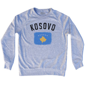 Kosovo Country Flag Heritage Adult Tri-Blend Sweatshirt - Heather Grey Kosovo Country Flag Heritage Adult Tri-Blend Sweatshirt - Heather Grey