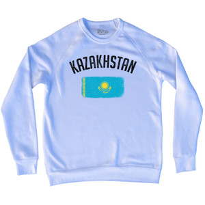 Kazakhstan Country Flag Heritage Adult Tri-Blend Sweatshirt - White Kazakhstan Country Flag Heritage Adult Tri-Blend Sweatshirt - White
