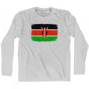 Kenya Country Flag Adult Cotton Long Sleeve T-shirt - Grey Heather Kenya Country Flag Adult Cotton Long Sleeve T-shirt - Grey Heather