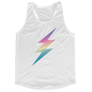 Lightning Bolt Running Track Tops Made In USA - White Lightning Bolt Running Track Tops Made In USA - White