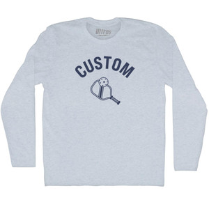 Custom Pickleball Adult Tri-Blend Long Sleeve T-shirt - Athletic White