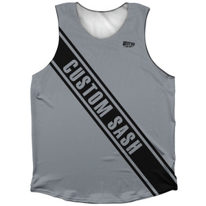 Custom Sash Left To Right Athletic Tank Top - Grey Dark And Black Custom Sash Left To Right Athletic Tank Top - Grey Dark And Black