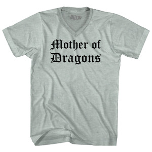 Mother Of Dragons Adult Tri-Blend V-neck T-shirt - Athletic Cool Grey Mother Of Dragons Adult Tri-Blend V-neck T-shirt - Athletic Cool Grey