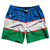 Uzbekistan Country Flag 7.5" Swim Shorts Made in USA - Blue Green