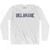 Delaware State Stencil Adult Cotton Long Sleeve T-shirt - White Delaware State Stencil Adult Cotton Long Sleeve T-shirt - White