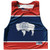 Wyoming State Flag and American Flag Reversible Lacrosse Pinnie Made In USA - Blue White & Red Wyoming State Flag and American Flag Reversible Lacrosse Pinnie Made In USA - Blue White & Red
