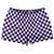 Checkerboard 1 Inch Purple Lakers and White Shorty Short Gym Shorts 2.5" Inseam Made In USA