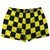 Checkerboard 2.5 Inches Blue Navy and Yellow Bright Shorty Short Gym Shorts 2.5" Inseam Made In USA - Blue Navy and Yellow Bright