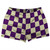 Checkerboard 2.5 Inches Purple Medium and Vegas Gold Shorty Short Gym Shorts 2.5" Inseam Made In USA - Purple Medium and Vegas Gold