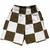 Checkerboard 5 Inches Brown Dark and White Basketball Practice Shorts Made In USA