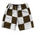 Checkerboard 5 Inches Brown Dark and White 10" Swim Shorts Made in USA