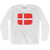 Denmark Country Flag Adult Cotton Long Sleeve T-shirt - White Denmark Country Flag Adult Cotton Long Sleeve T-shirt - White
