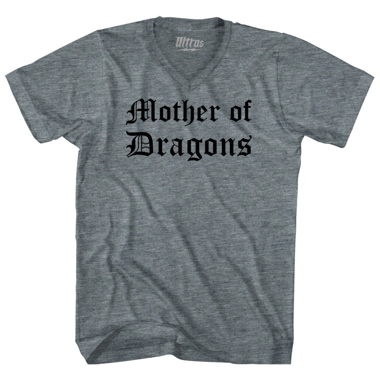 Mother Of Dragons Adult Tri-Blend V-neck T-shirt - Athletic Grey