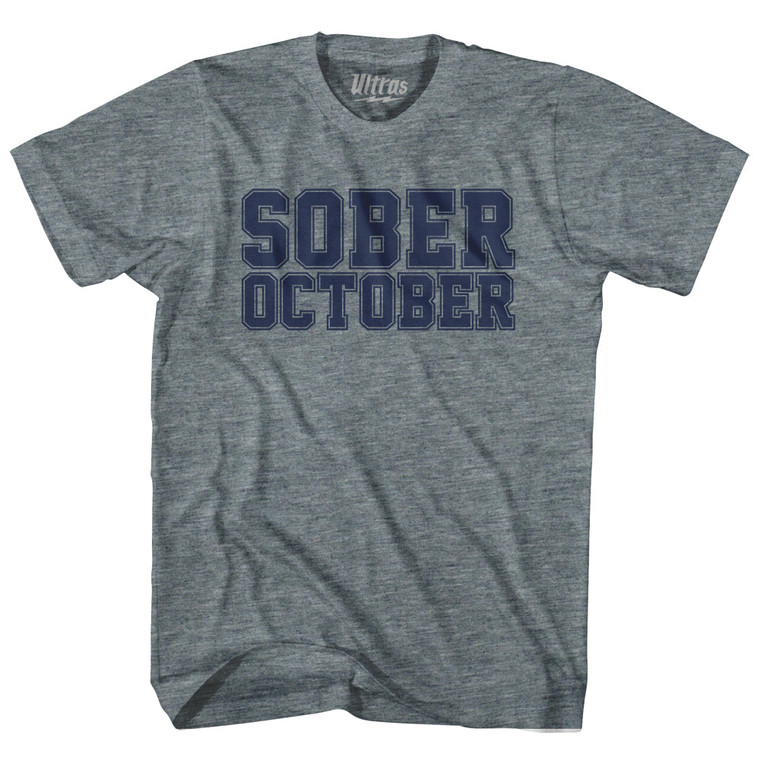 Sober October Adult Tri-Blend T-shirt - Athletic Grey
