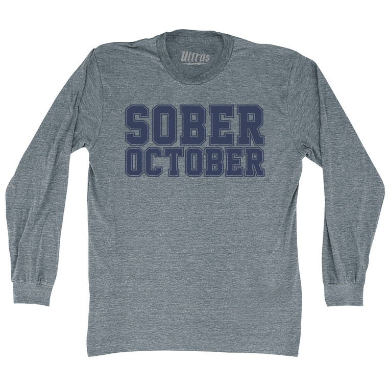 Sober October Adult Tri-Blend Long Sleeve T-shirt - Athletic Grey