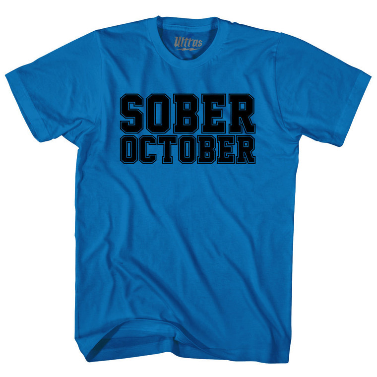 Sober October Adult Cotton T-shirt - Royal