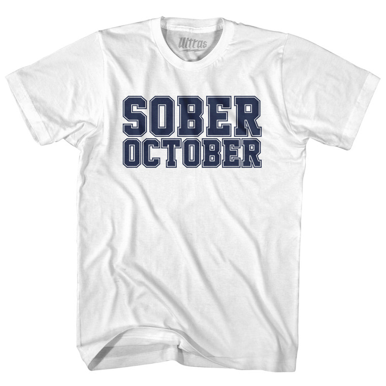 Sober October Adult Cotton T-shirt - White