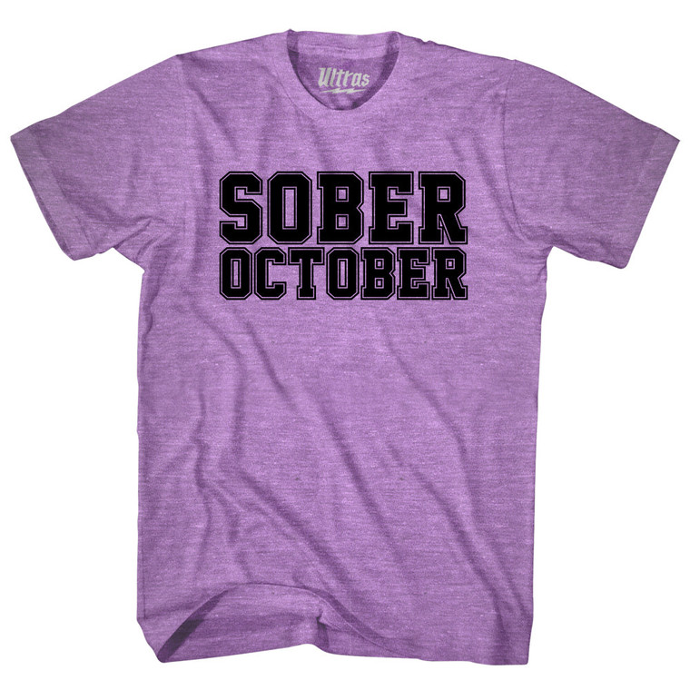 Sober October Adult Tri-Blend T-shirt - Athletic Purple