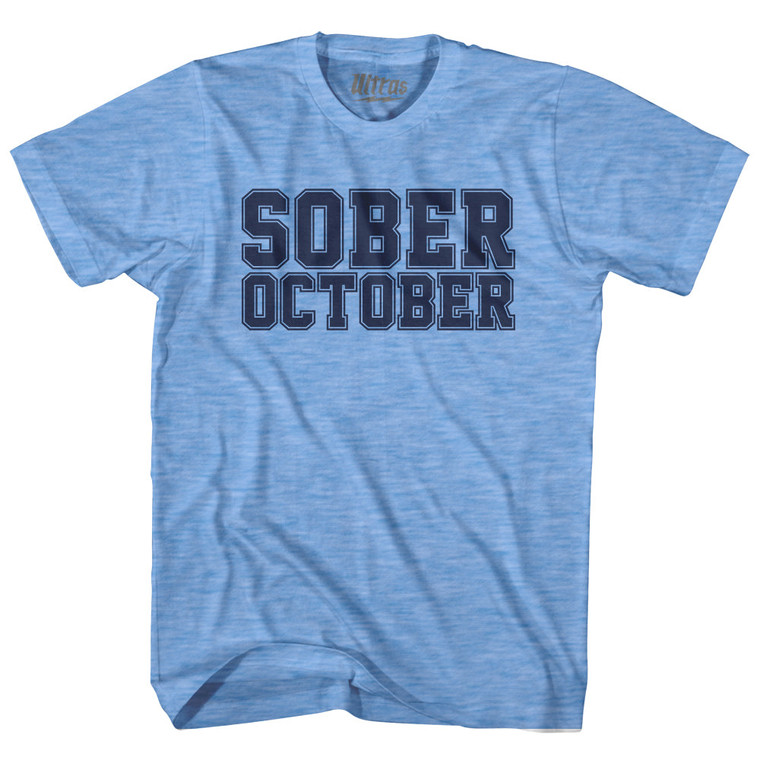 Sober October Adult Tri-Blend T-shirt - Athletic Blue