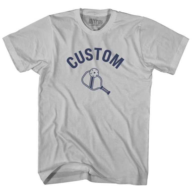 Custom Pickleball Adult Cotton T-shirt - Cool Grey
