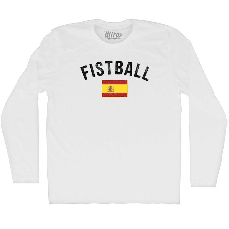 Spain Fistball Country Flag Adult Cotton Long Sleeve T-shirt - White