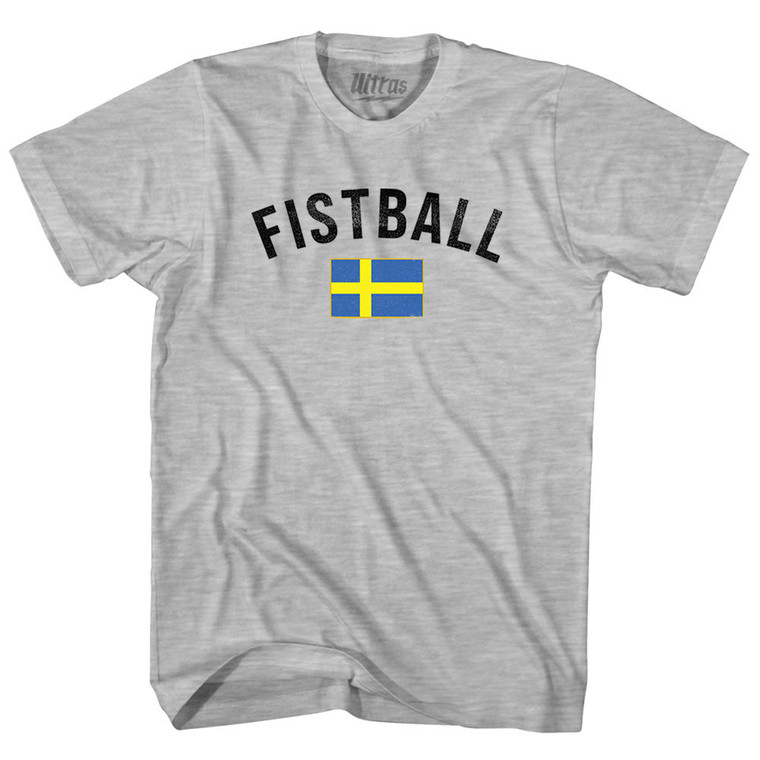 Sweden Fistball Country Flag Adult Cotton T-shirt - Grey Heather