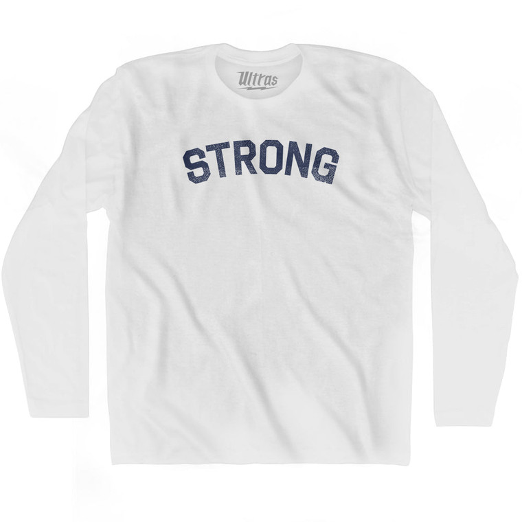 Strong Adult Cotton Long Sleeve T-Shirt - White