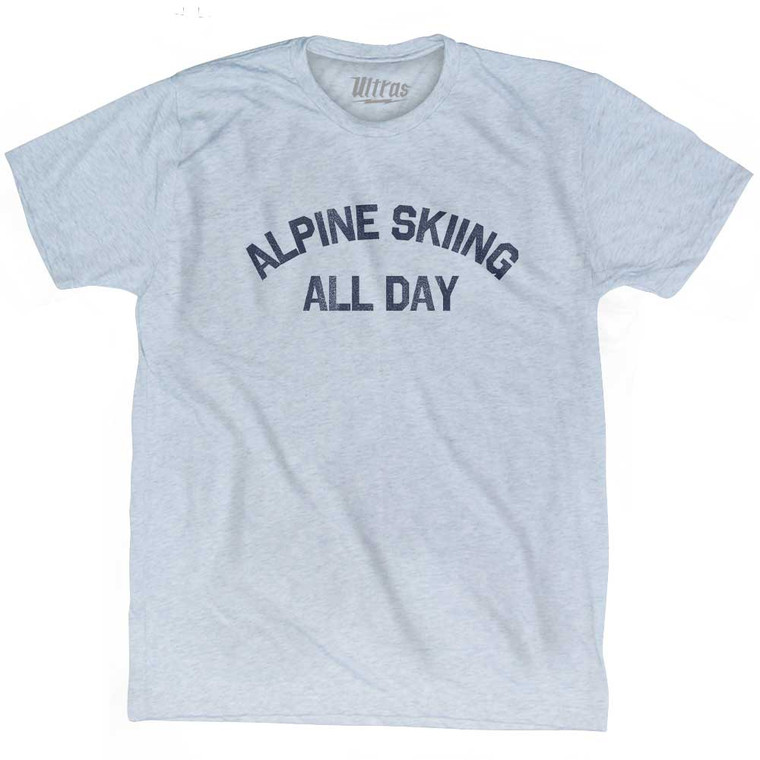 Alpine Skiing All Day Adult Tri-Blend T-shirt - Athletic White