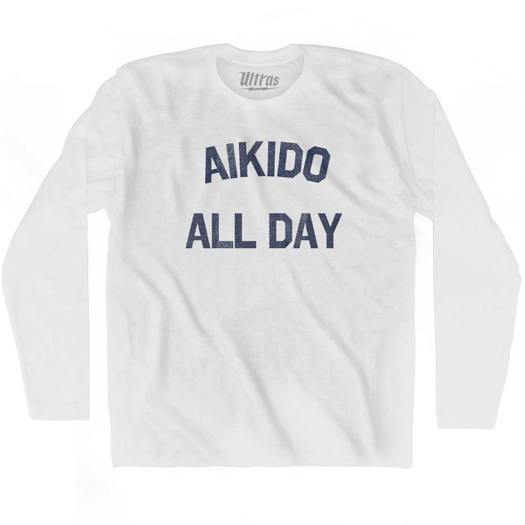 Aikido All Day Adult Cotton Long Sleeve T-shirt - White