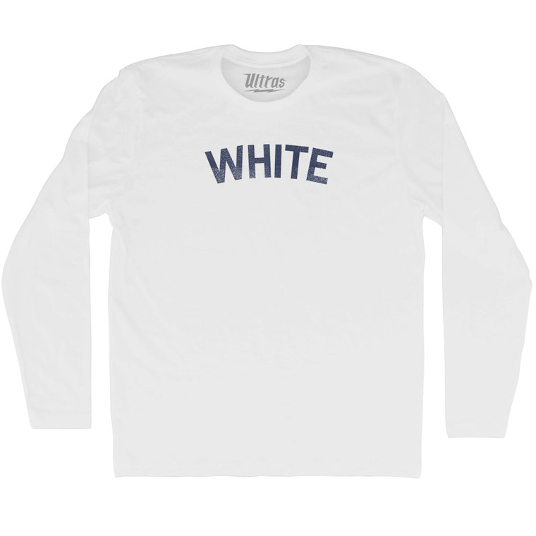 White Adult Cotton Long Sleeve T-Shirt - White