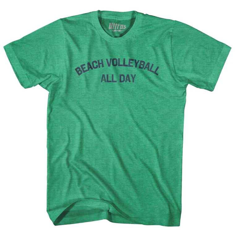 Beach Volleyball All Day Adult Tri-Blend T-shirt - Kelly Green