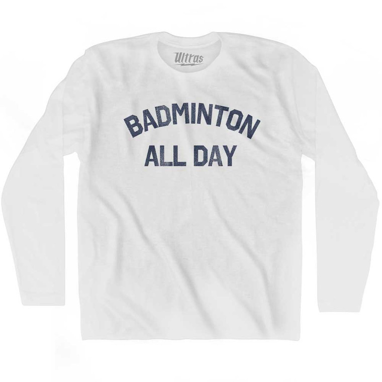 Badminton All Day Adult Cotton Long Sleeve T-shirt - White