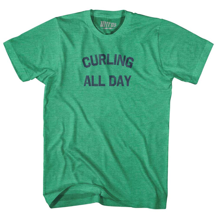 Curling All Day Adult Tri-Blend T-shirt - Kelly Green