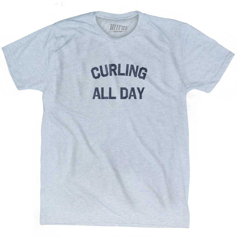 Curling All Day Adult Tri-Blend T-shirt - Athletic White