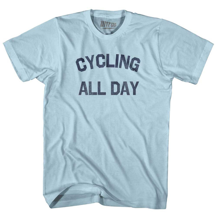 Cycling All Day Adult Cotton T-shirt - Light Blue