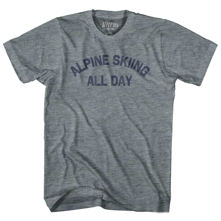 Alpine Skiing All Day Youth Tri-Blend T-shirt - Athletic Grey