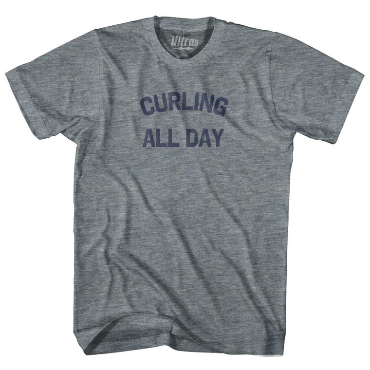 Curling All Day Adult Tri-Blend T-shirt - Athletic Grey