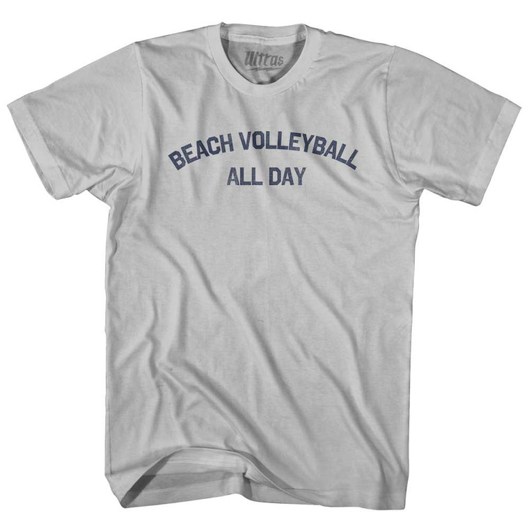 Beach Volleyball All Day Adult Cotton T-shirt - Cool Grey