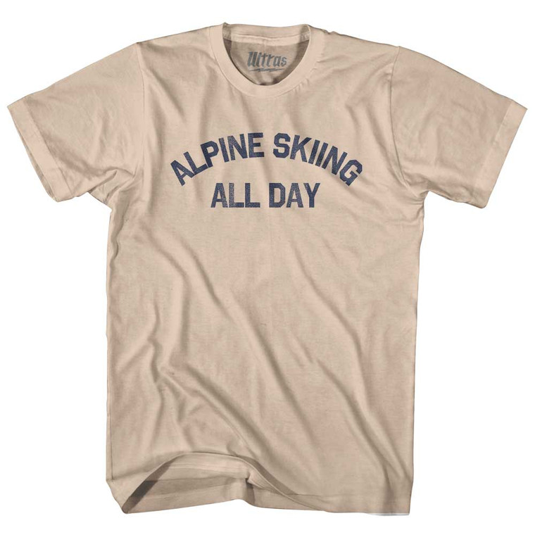 Alpine Skiing All Day Adult Cotton T-shirt - Creme