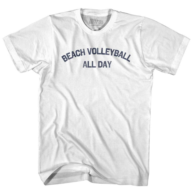 Beach Volleyball All Day Adult Cotton T-shirt - White