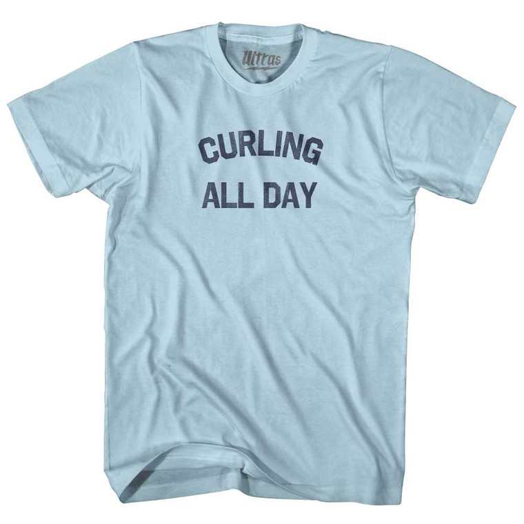 Curling All Day Adult Cotton T-shirt - Light Blue