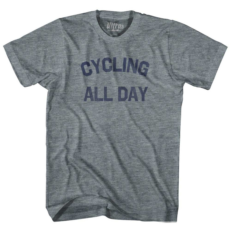 Cycling All Day Adult Tri-Blend T-shirt - Athletic Grey