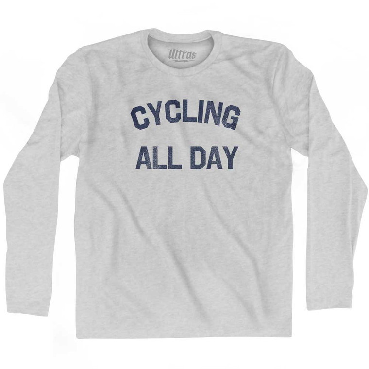 Cycling All Day Adult Cotton Long Sleeve T-shirt - Grey Heather