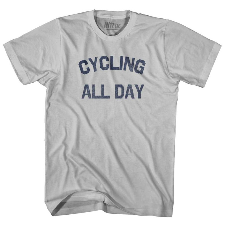 Cycling All Day Adult Cotton T-shirt - Cool Grey