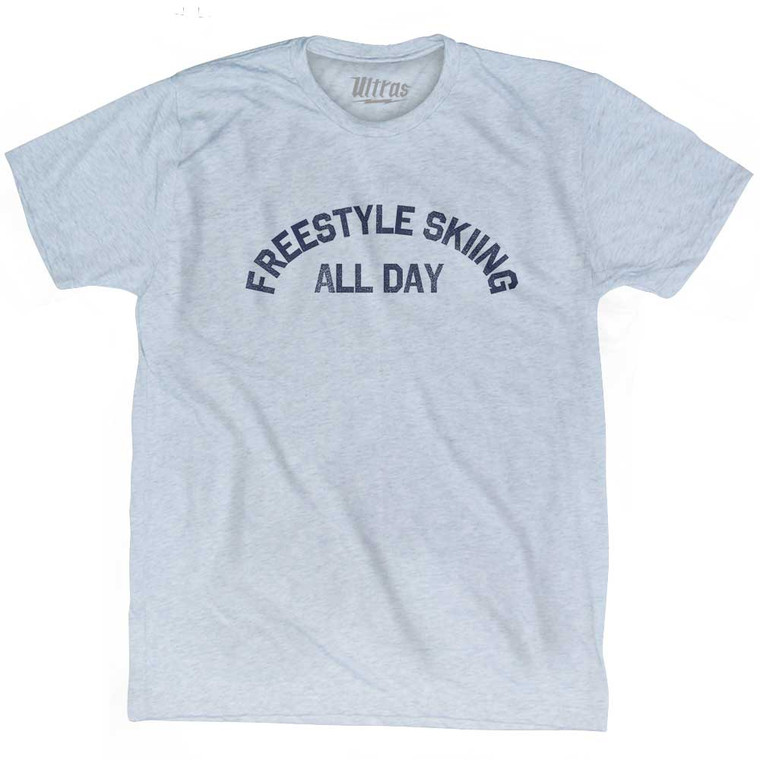 Freestyle Skiing All Day Adult Tri-Blend T-shirt - Athletic White
